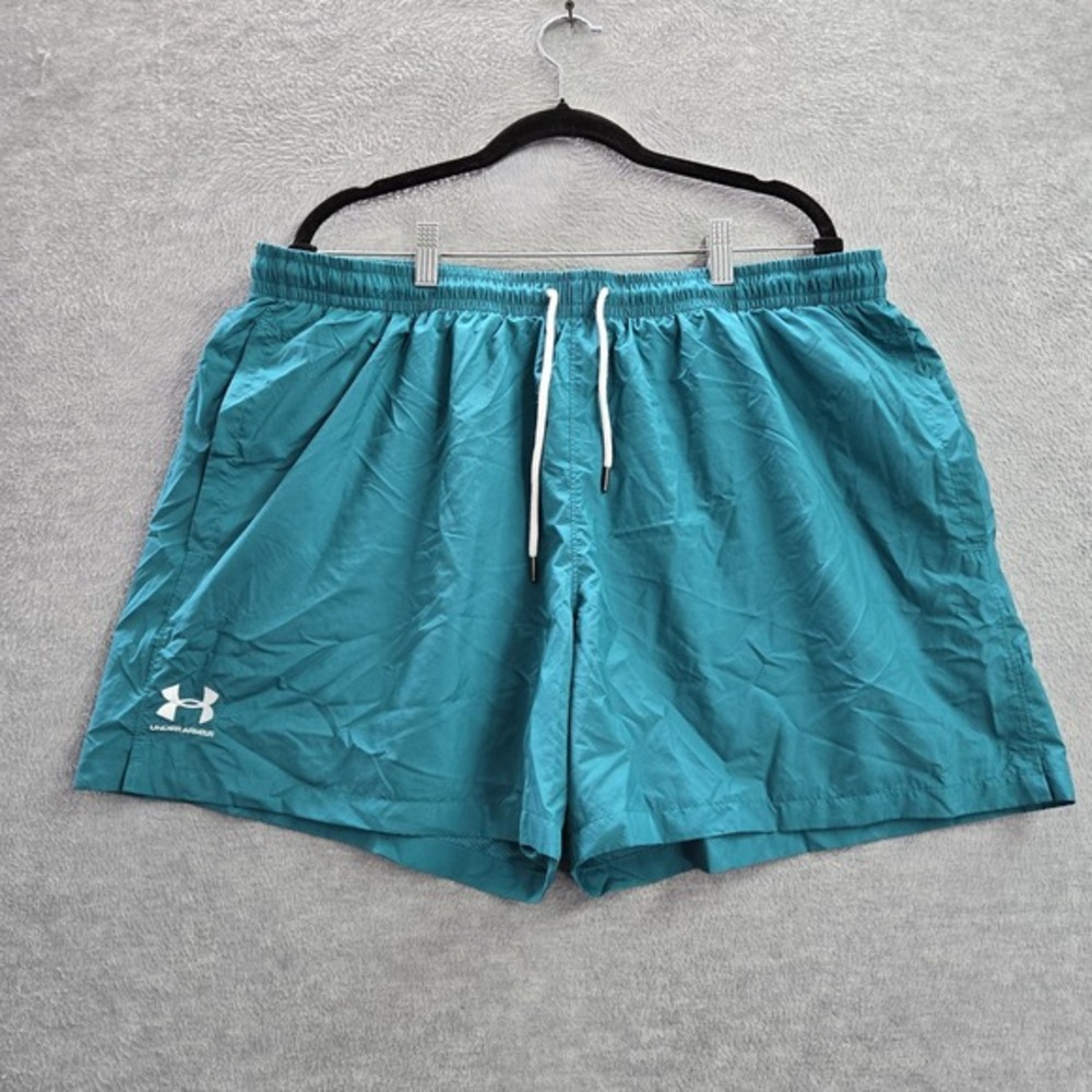Under Armour Men Activewear Shorts XXL Teal Logo Embroidery Swimwear 6.5"